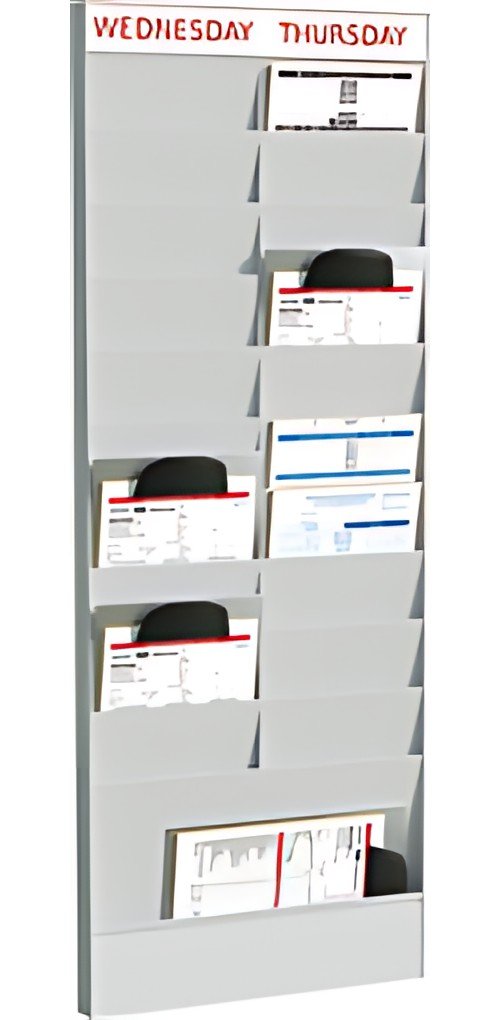 PAPERFLOW Planificateur de bureau mural, 20 casiers, gris