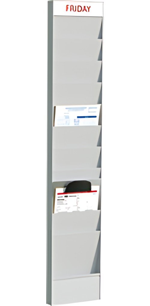 PAPERFLOW Planificateur de bureau mural, 10 casiers, gris
