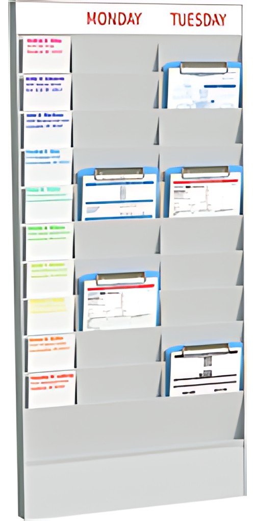 PAPERFLOW Planificateur de bureau mural, 20 casiers, gris
