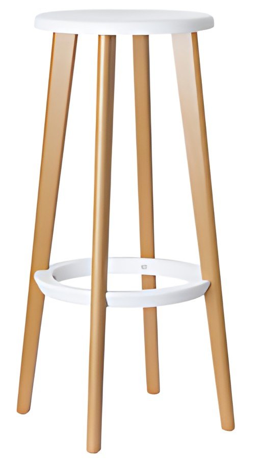 PAPERFLOW Tabouret de bar "WOODY", set de 2, blanc