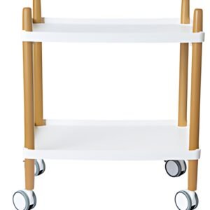 PAPERFLOW Chariot de bureau, 2 étagères, blanc / hêtre