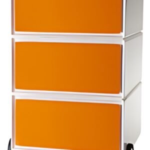 PAPERFLOW Caisson mobile "easyBox", 3 tiroirs, blanc/orange