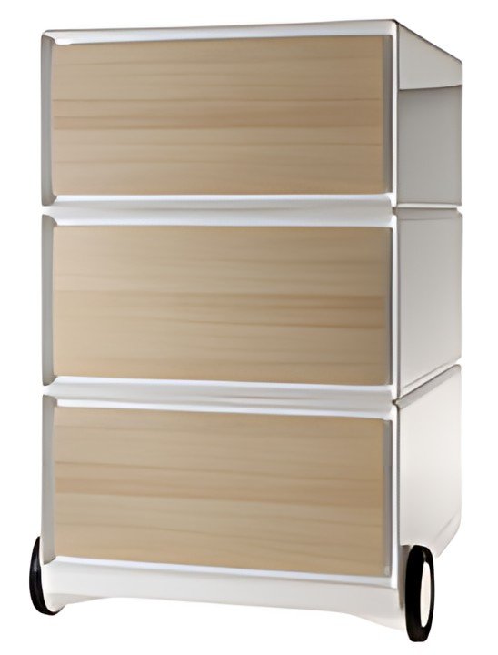 PAPERFLOW Caisson mobile "easyBox", 3 tiroirs, blanc / hêtre
