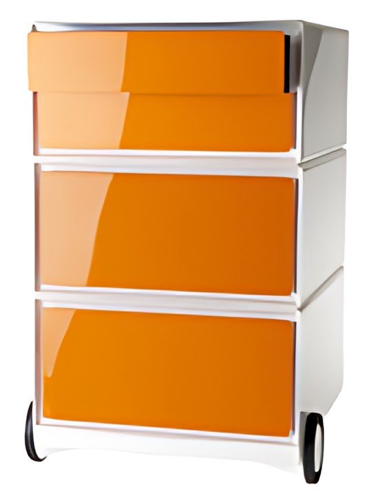 PAPERFLOW Caisson mobile "easyBox", 4 tiroirs, blanc/orange
