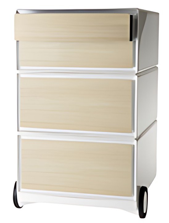 PAPERFLOW Caisson mobile "easyBox", 4 tiroirs, blanc/hêtre