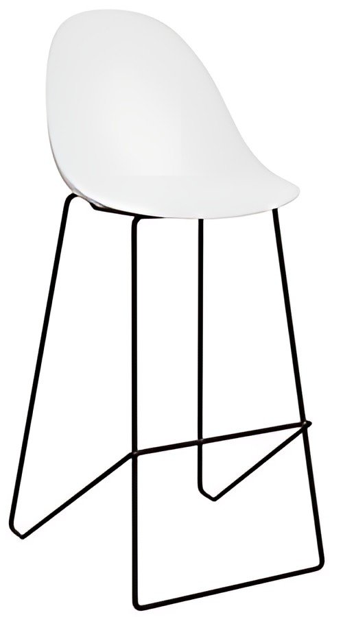 PAPERFLOW Chaise de bar "VOID", set de 2, blanc/noir