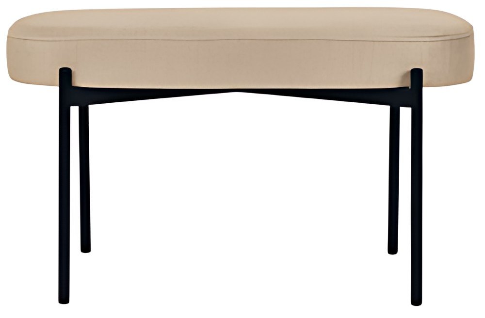 PAPERFLOW Banc oval GAIA, taille M, habillage tissu, ivoire