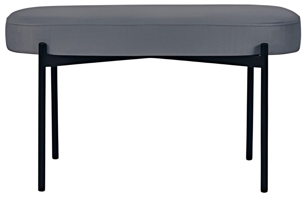 PAPERFLOW Banc oval GAIA, taille M, habillage tissu, gris