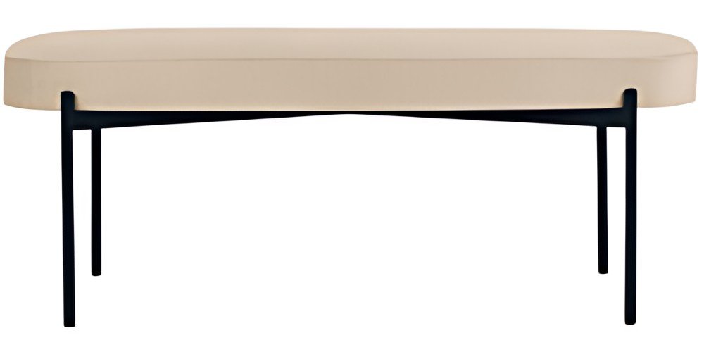 PAPERFLOW Banc oval GAIA, taille L, habillage tissu, ivoire