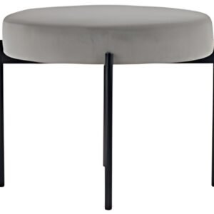 PAPERFLOW Banc GAIA, rond, habillage velours, gris