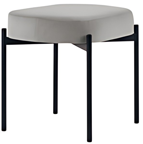 PAPERFLOW Banc oval GAIA, taille S, habillage velours, gris