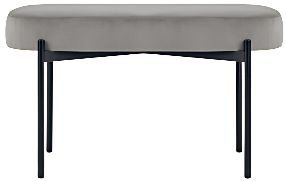 PAPERFLOW Banc oval GAIA, taille M, habillage velours, gris