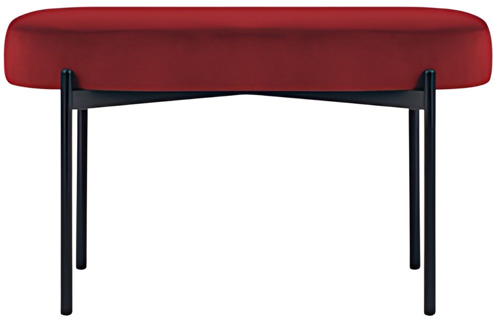 PAPERFLOW Banc oval GAIA, taille M, habillage velours, rouge