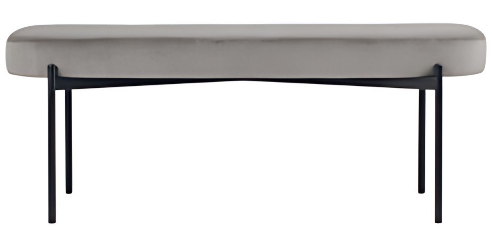 PAPERFLOW Banc oval GAIA, taille L, habillage velours, gris