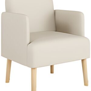 PAPERFLOW Fauteuil visiteur Brooks, simili cuir, ivoire