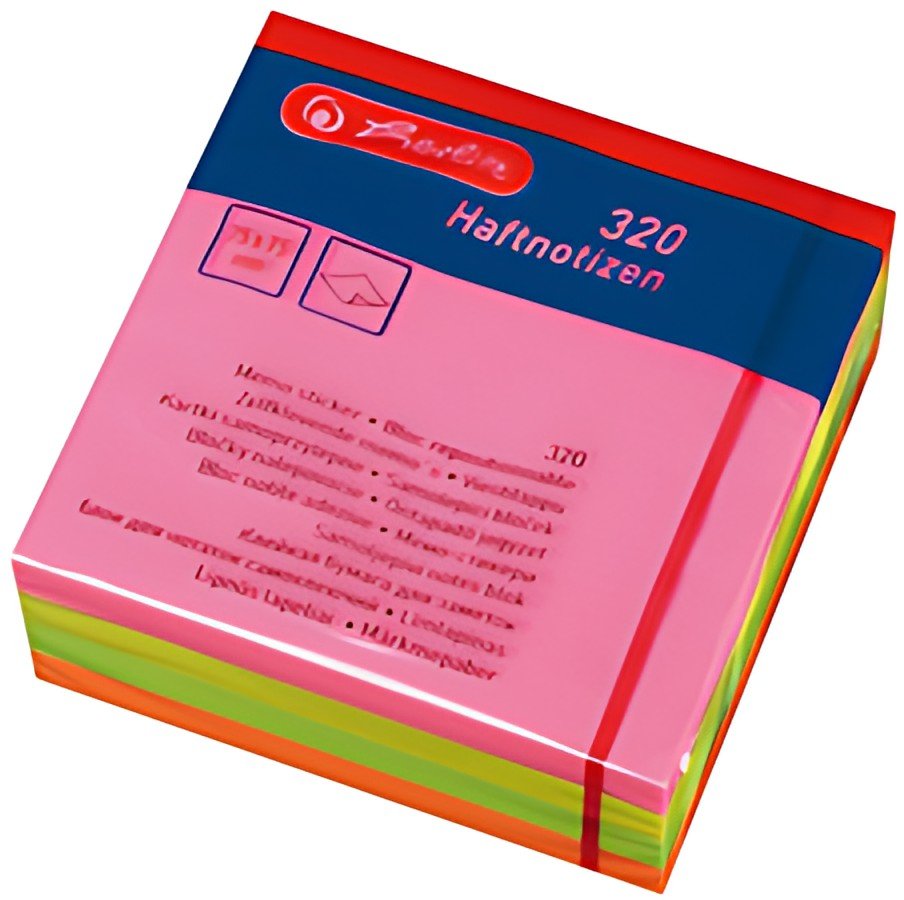 herlitz Bloc-notes adhésifs, 75 x 75 mm, couleurs fluo