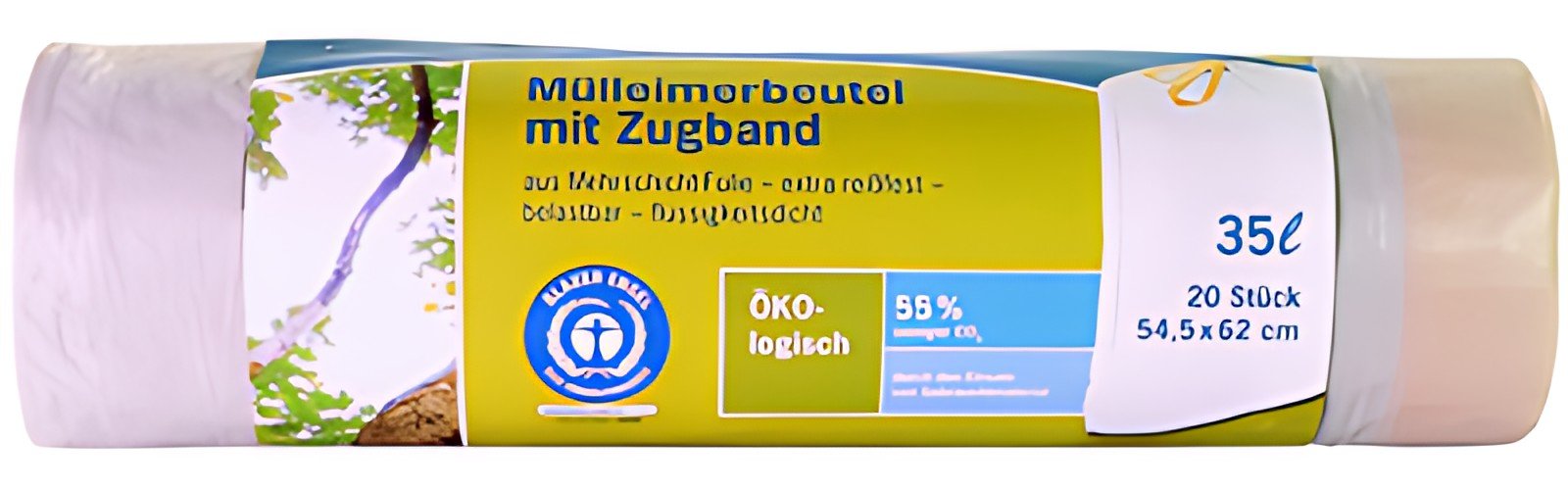Secolan Sac poubelle à liens coulissants, 35 litres, blanc