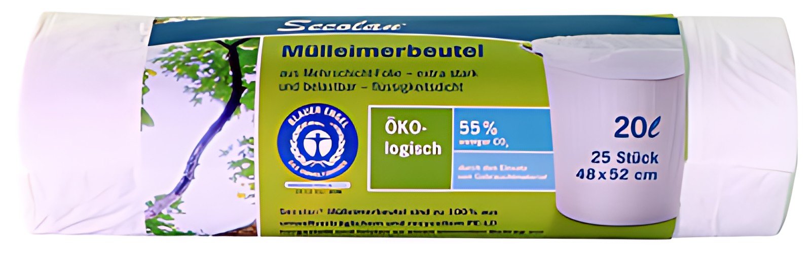 Secolan Sac poubelle, 20 litres, sans fermeture, blanc