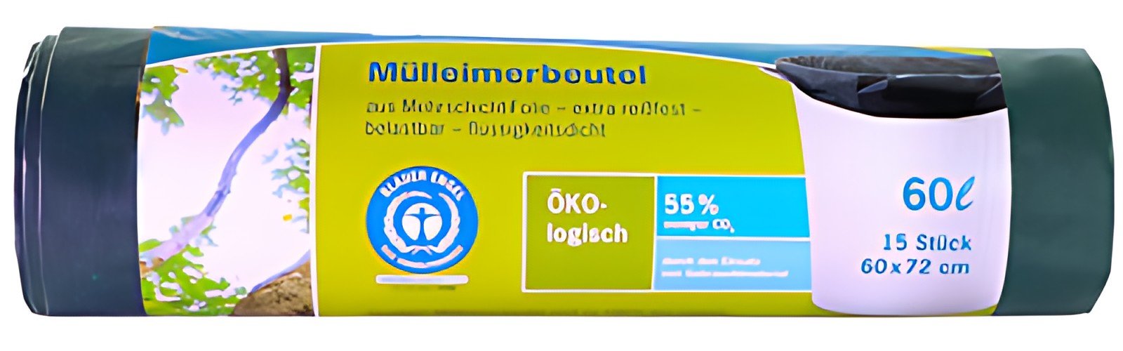 Secolan Sac poubelle, 60 litres, sans fermeture, vert/noir