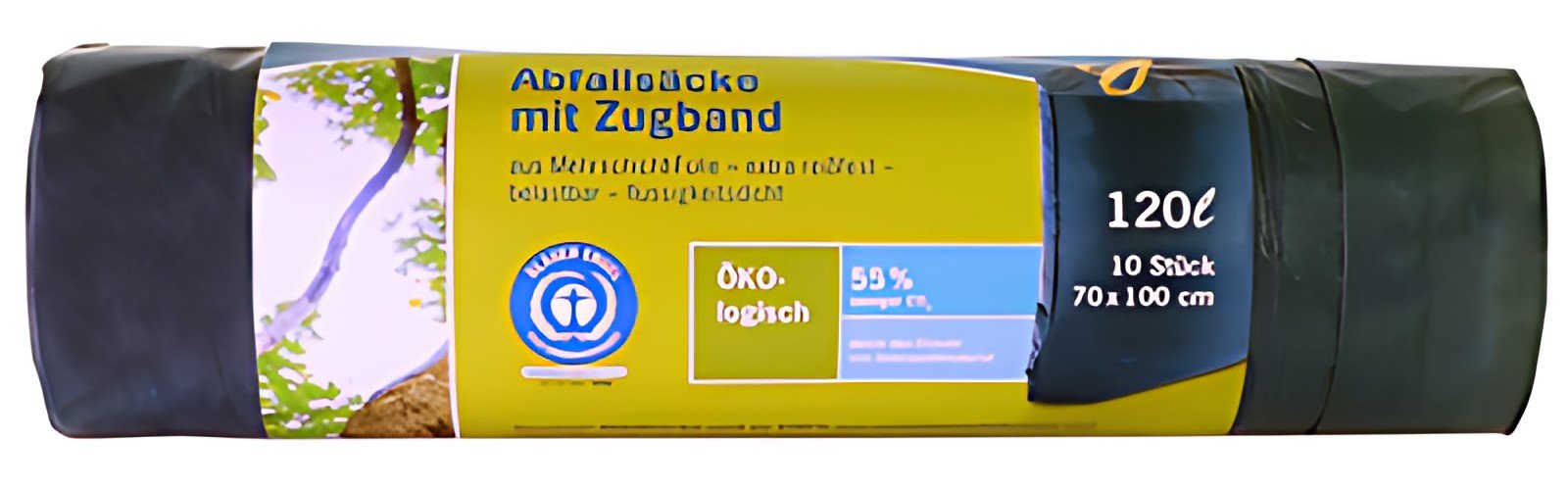 Secolan Sac poubelle à liens coulissants, bleu/noir, 120 l