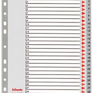 Esselte Intercalaires en plastique, numérique, A4, 1-31,gris