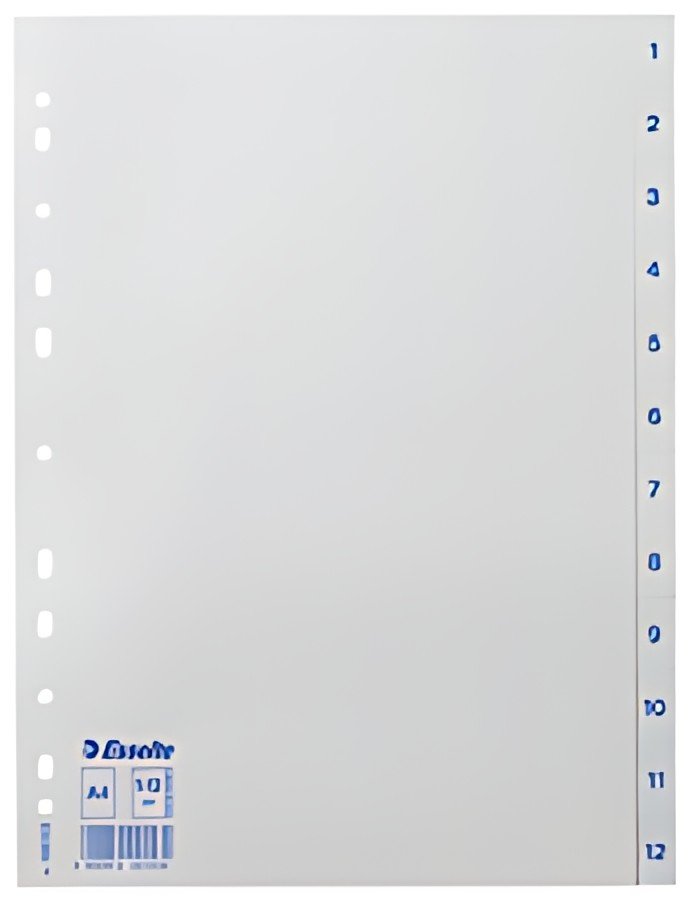 esselte Intercalaires en plastique, chiffres, A4, 1-12
