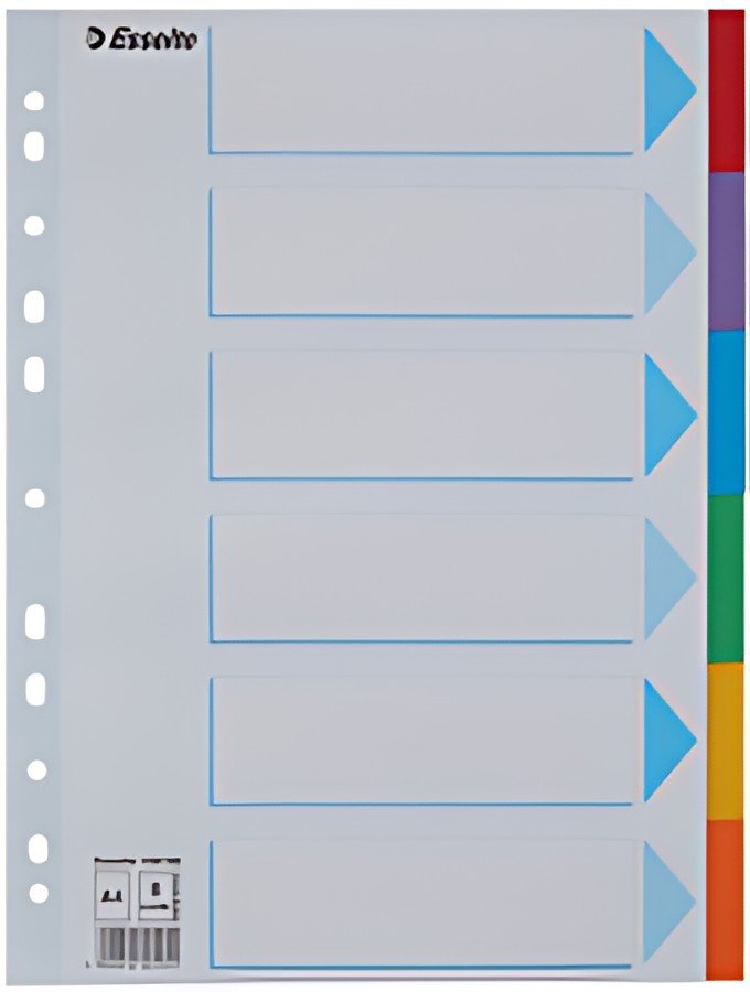 Esselte Intercalaires en carton, uni, A4, 6 touches
