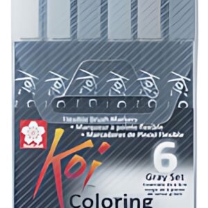 SAKURA Stylo pinceau Koi Coloring Brush, étui de 6, gris