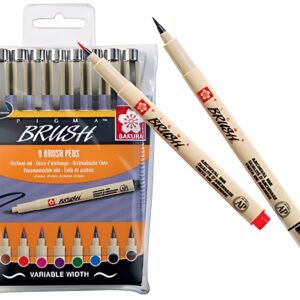 SAKURA Stylo pinceau PIGMA BRUSH, étui de 9, assorti