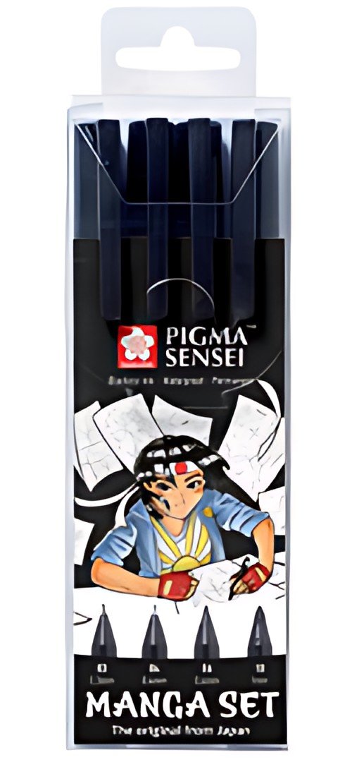 SAKURA Kit Manga PIGMA SENSEI, étui de 4, noir