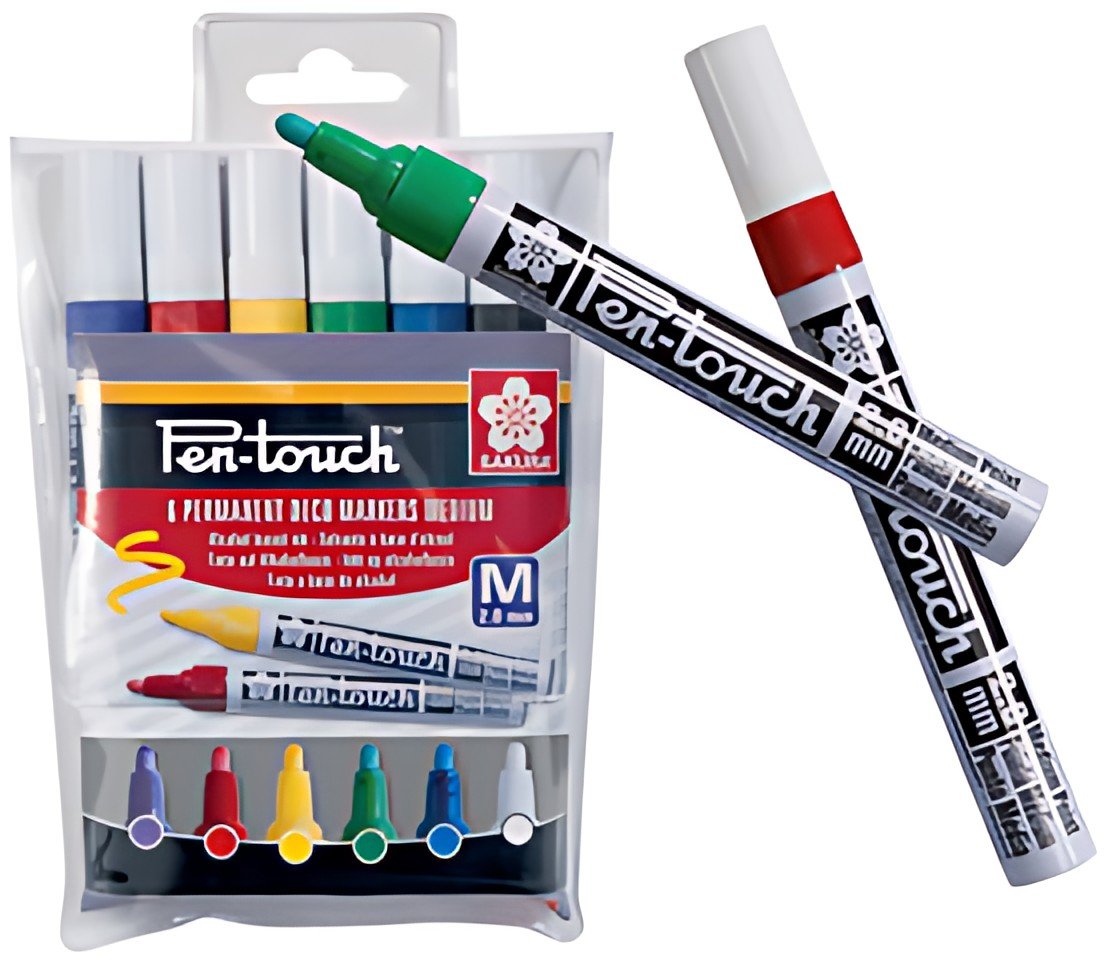 SAKURA Marqueur permanent Pen-Touch Moyen, étui de 6
