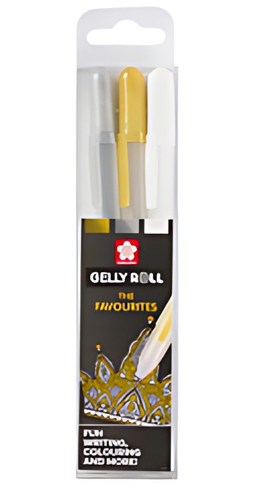 SAKURA Stylo roller encre gel Gelly Roll "Or-Argent-Blanc"
