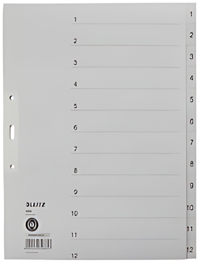 LEITZ Intercalaires en papier naturel, numéroté, format A4