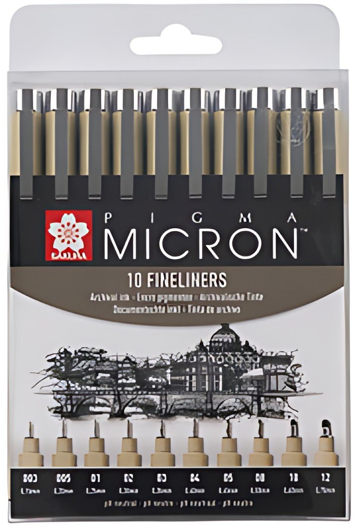 SAKURA Feutre pointe fine PIGMA MICRON, étui de 10, noir