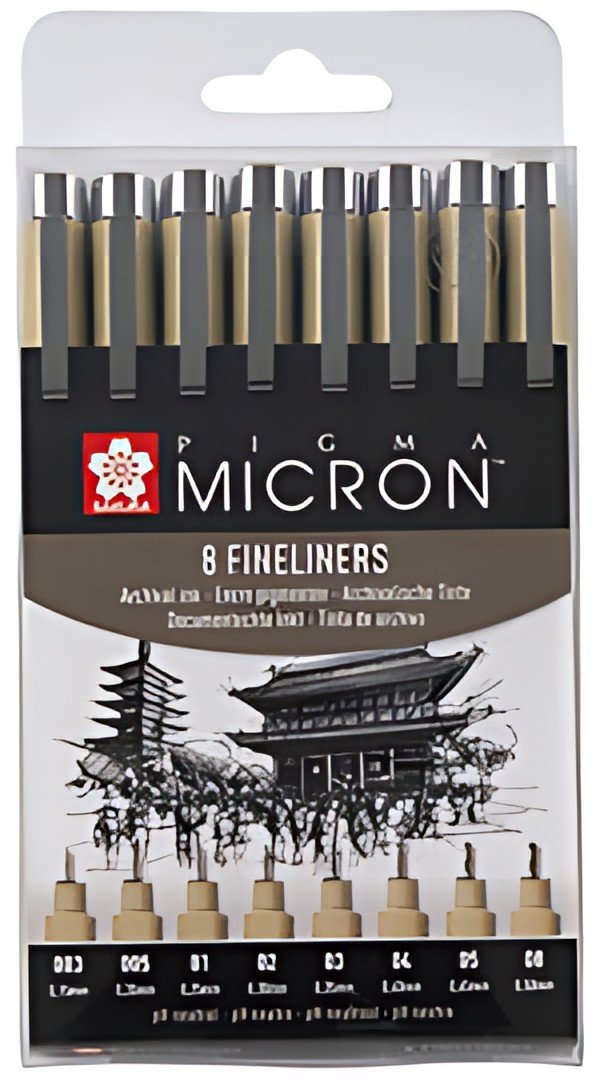 SAKURA Feutre pointe fine PIGMA MICRON, étui de 8, noir