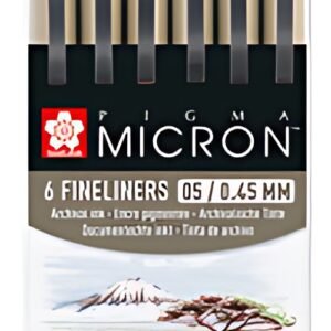 SAKURA Feutre fin PIGMA MICRON 05, couleur terre, étui de 6
