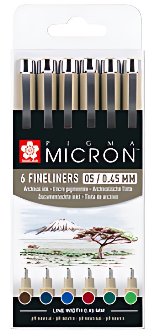 SAKURA Feutre fin PIGMA MICRON 05, couleur terre, étui de 6