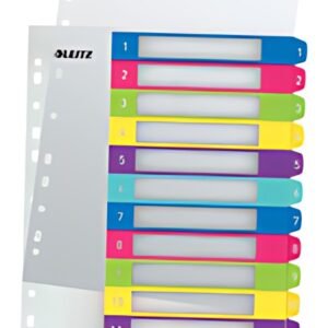 LEITZ Intercalaires en plastique WOW, numéroté, A4, 1-10