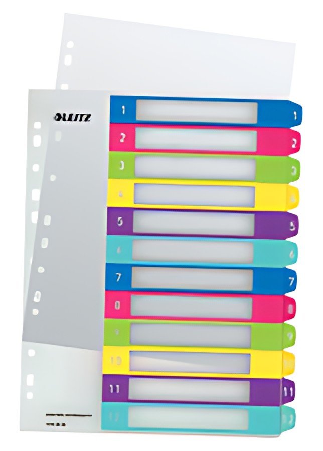 LEITZ Intercalaires en plastique WOW, numéroté, A4, 1-12