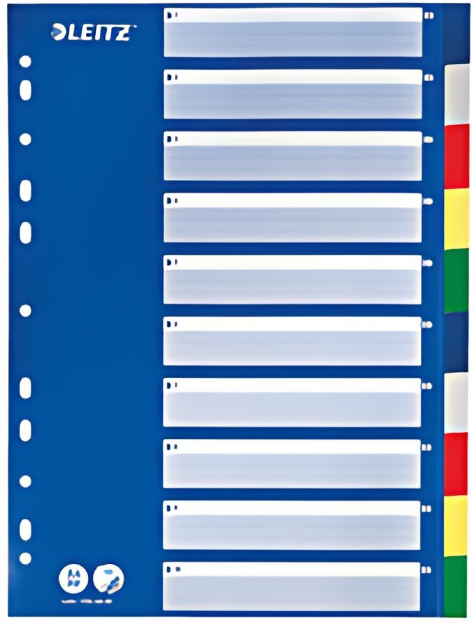 LEITZ Intercalaires en plastique, blanc, A4, 10 touches