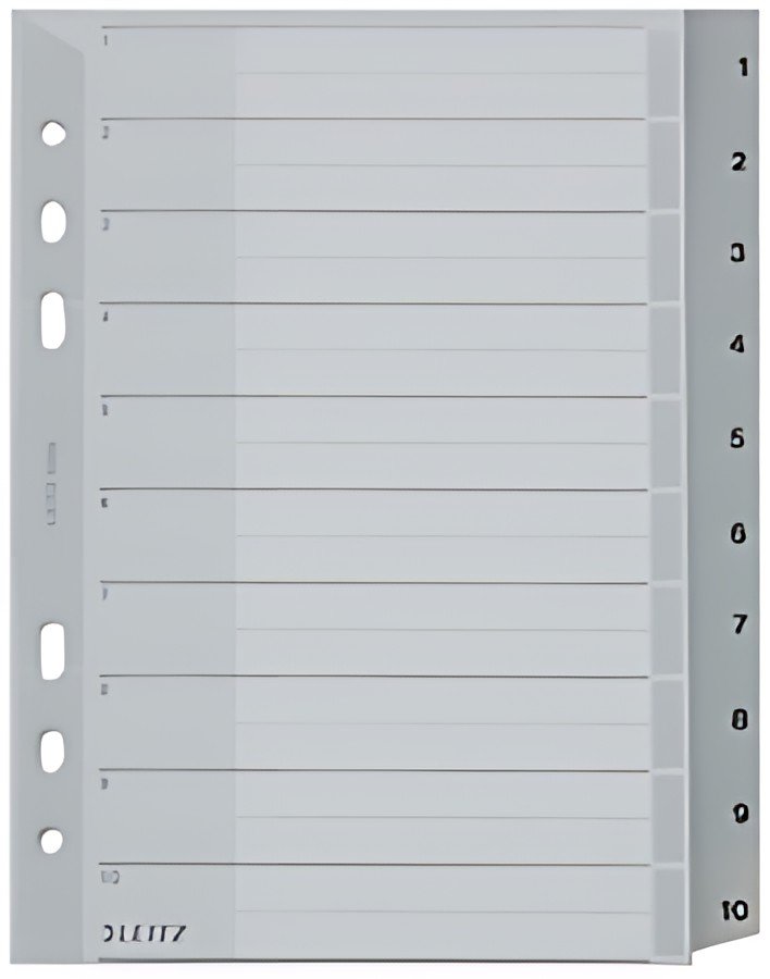 LEITZ Intercalaires en plastique, numéroté, format A5,1-10