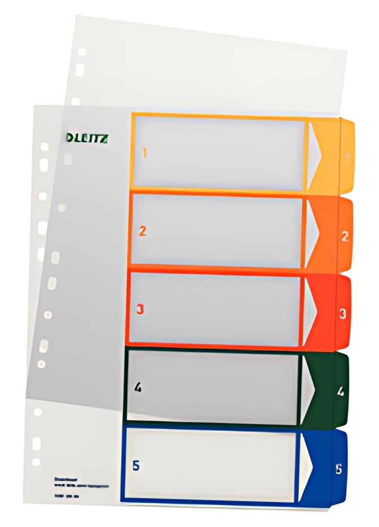 LEITZ Intercalaires en plastique, numéroté, A4 extra large