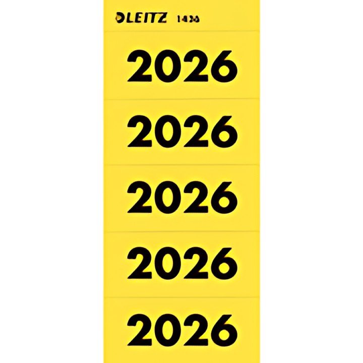 Étiquette de contenu du dossier LEITZ « Année 2026 », jaune