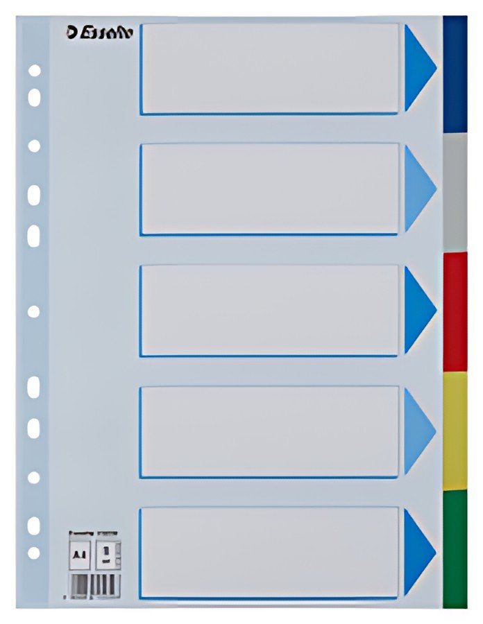 Esselte Intercalaires en plastique, uni, A4, PP,10 touches