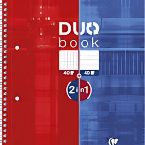 Clairefontaine Cahier à spirale DUOBOOK A4+, quadrillé/ligné