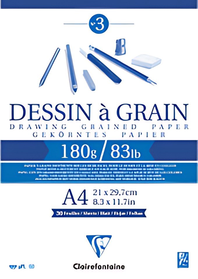 Clairefontaine Bloc papier dessin "à grain", A4, 125 g/m2