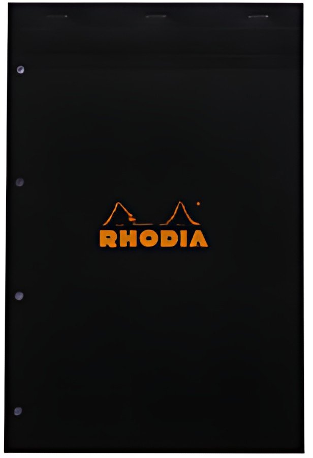 RHODIA Bloc agrafé No. 20, format A4+, quadrillé 5x5, noir
