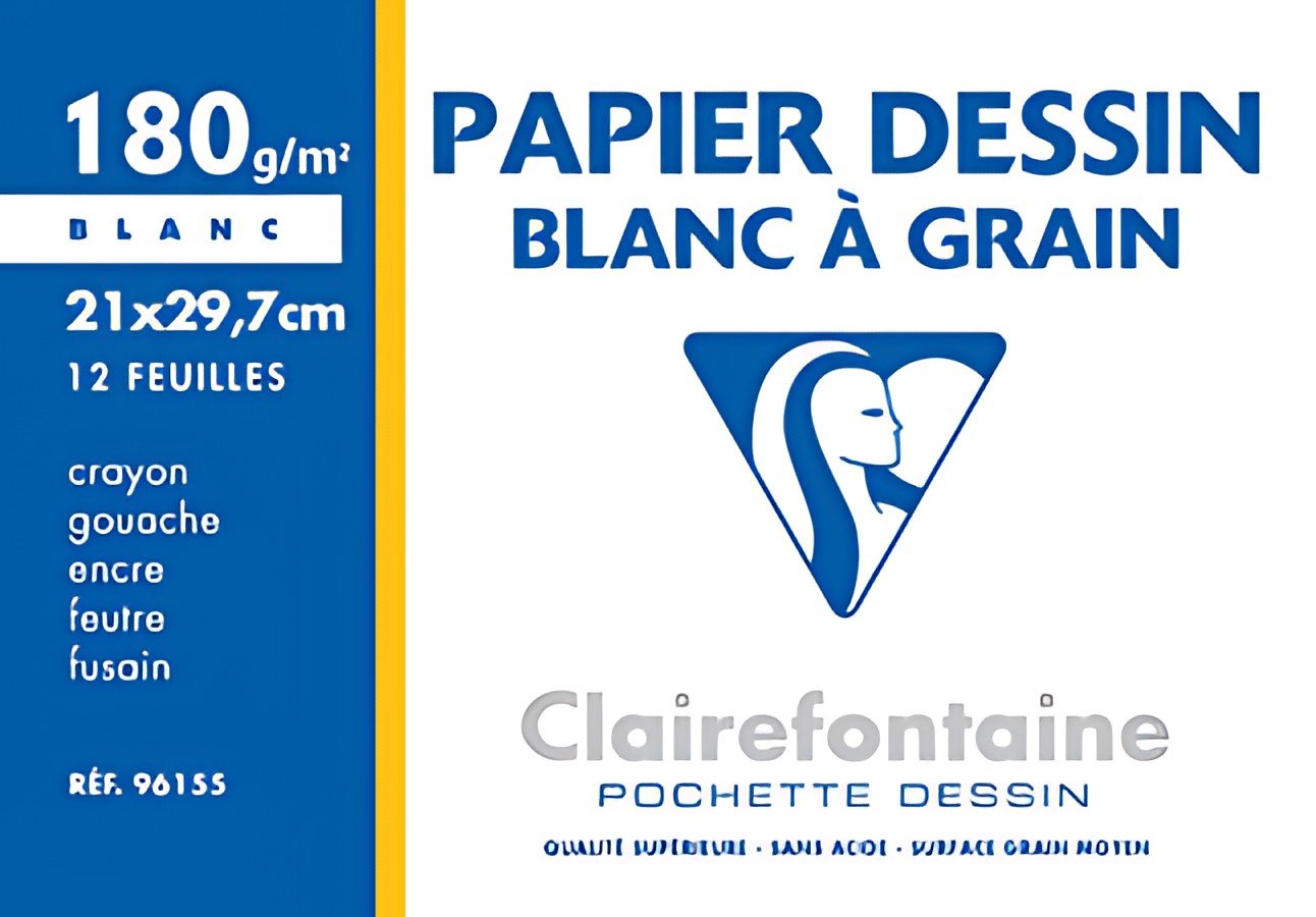Clairefontaine Papier dessin "Blanc à Grain", 210 x 297 mm