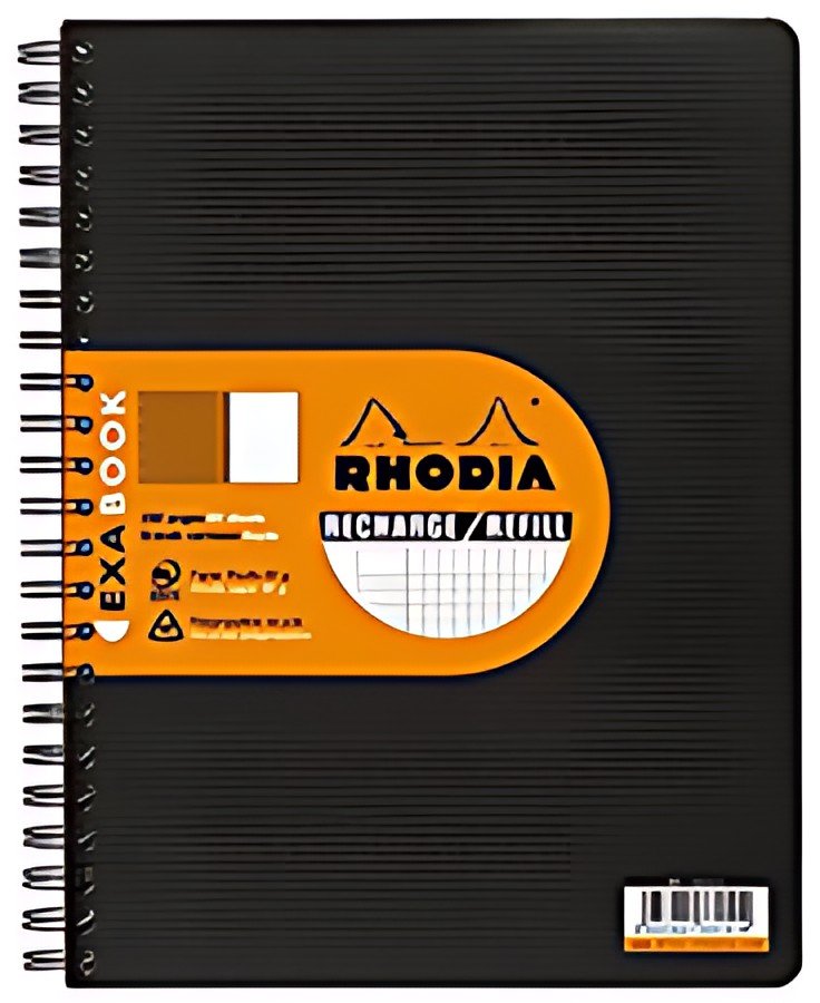 RHODIA Cahier recharge pour EXABOOK, A4+, quadrillé 5x5,noir