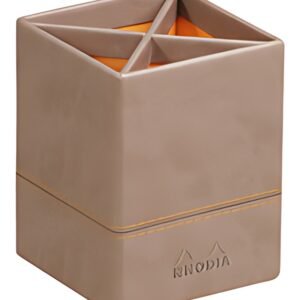 RHODIA Pot à crayons, en similicuir, taupe